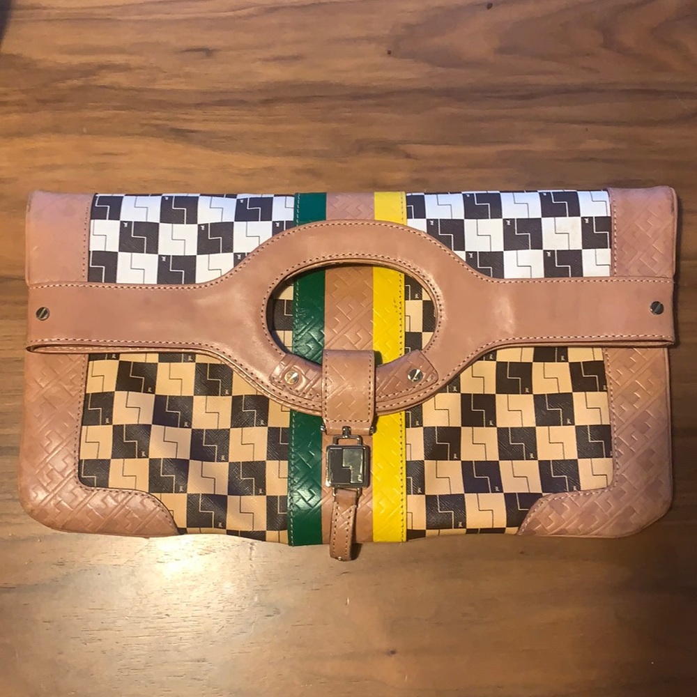 Limited edition L.A.M.B. foldover Carlisle clutch.